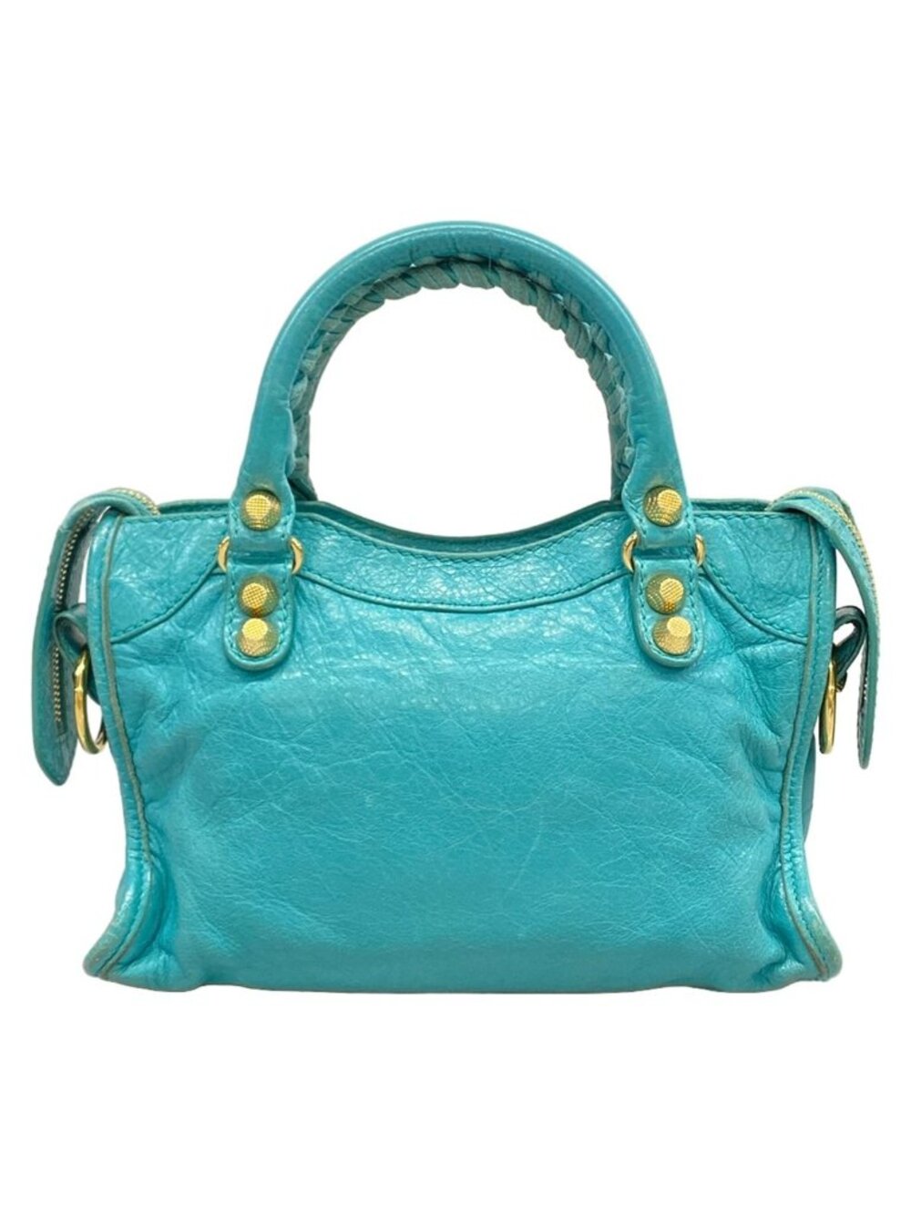Balenciaga Handbag the Giant Mini City Blue Green Leather - Picture 3 of 15